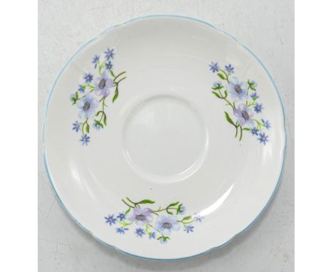 Shelley Vincent shaped Blue Rock 13591 patterned part tea set: 3 cups, 5 saucers, coffee pot &amp; milk &amp; cream jug (11 p