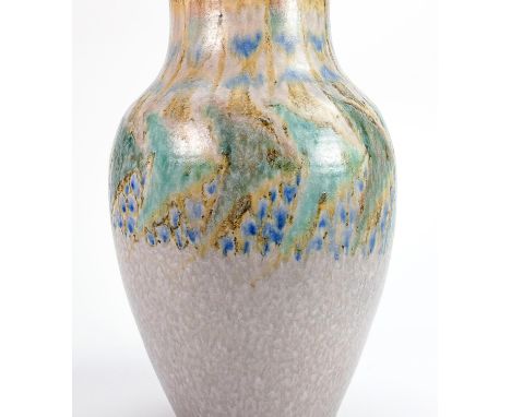 Royal Lancastrian large mottled vase: Impressed initials for Edward Thomas Radford, monogram for Gladys Rogers, h.32cm. 