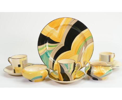 A collection of Susie Cooper (Grays Pottery): In various Geometric designs together with matching plate, sugar &amp; cream ju