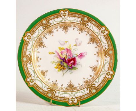 Royal Worcester hand painted Floral design plate signed R C Bright: Puce backstamp, diameter 26cm 