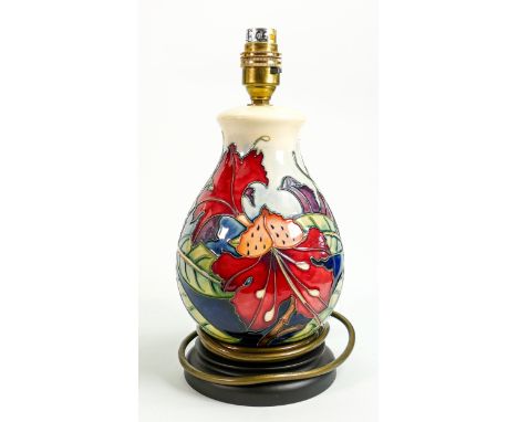 Moorcroft Simeon lamp base: Height 28cm with fittings 