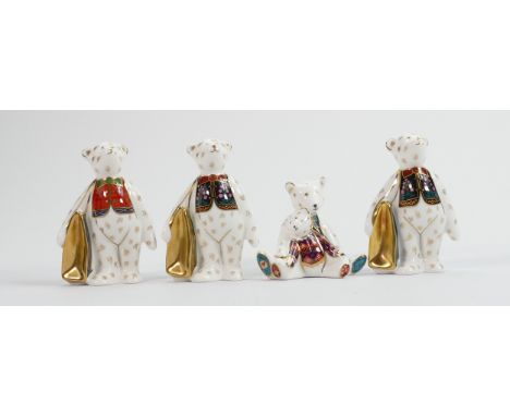 Royal Crown Derby small boxed Bears including: Harrods Shopper Bear, Hamish Shopper Bear, Bennetts Shopper Bear &amp; similar