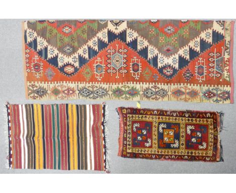 3 x oriental rugs includes runner: Largest measures 203cm x 82cm. 