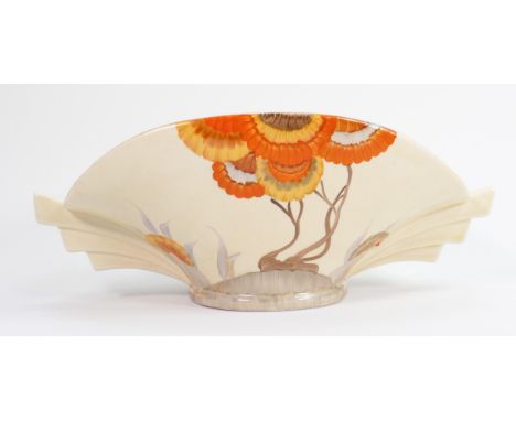 Clarice Cliff Art Deco shaped planter in Rhodanthe design: Length 34cm, height 13cm 