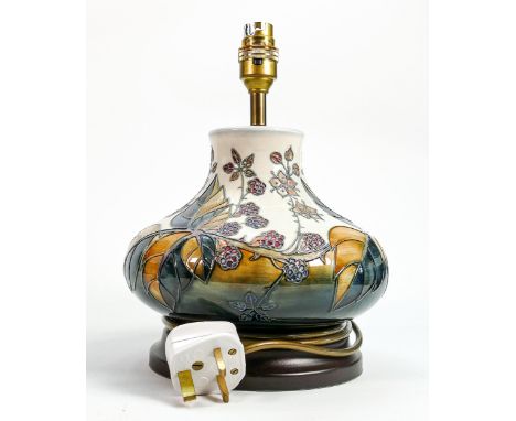 Moorcroft Blackberry Bramble lamp base: Height 26cm with fittings 