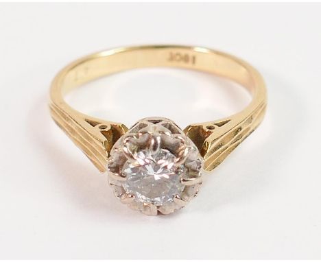 18ct gold diamond solitaire ring:  Approx. 0.46ct, ring size K/L, 3.5g. Insurance valuation from Prestons dated 2012 for £260