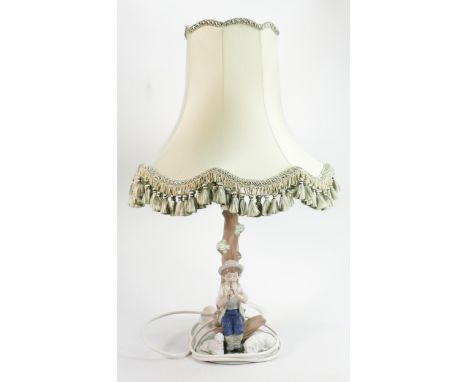 Nao lamp &amp; shade Boy with his Sheep, playing Flute: Height with shade 59cm 