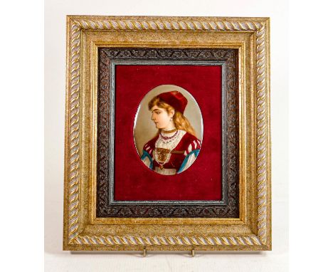 Continental 19th century portrait plaque: Mounted in later frame size 32cm x 28cm 
