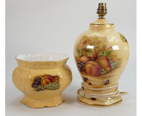 A collection of Aynsley Orchard Gold: Patterned lamp base &amp; vase - height of vase 14cm 
