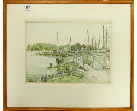 Reginald G Haggar, Watercolour painting ''Birdham Sluice Sussex '': In wooden frame, signed and dated 4-5th October 1951, 28 