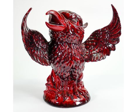 Peggy Davies Ruby Fusion Grotesque bird figure The Phoenix: Height 27cm 