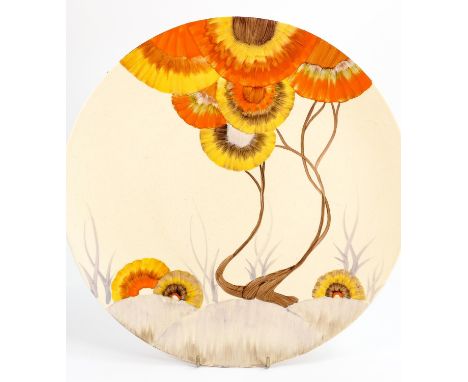 Clarice Cliff (Wilkinson) large circular charger in the Rhodanthe design: Diameter 34cm 