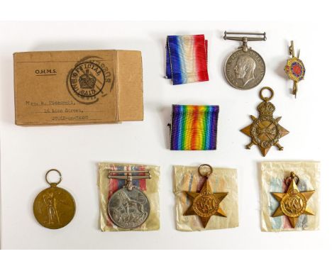 A Group of WWI &amp; WWII medals including: 1914-18 War Medal &amp; Victory Medal GS 9891 CPL J Hartshore R.Fus, 1914-15 Star