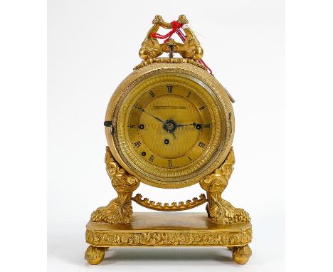 French Ormolu Mantle clock with 3 train movement: Striking and repeating movement.  Ticking order and partially working.  A h