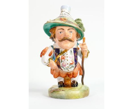 Royal Crown Derby Mansion house Dwarf figure: special item hand painted by m E Reynolds as a one off for long serving employe