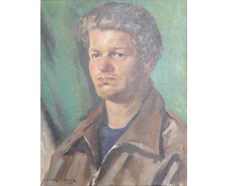 Leonard John Fuller RA 1891-1973 oil on canvas portrait: frame size 64 x 53cm 