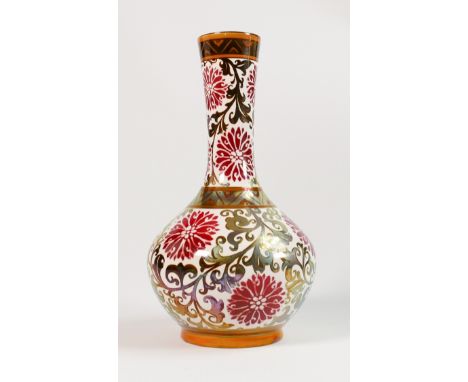 William S Mycock for Pilkington Royal Lancastrian lustre vase: 1923, painted red flower heads with silver foliate scrolls on 