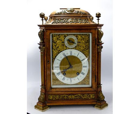Large Burr walnut cased Bracket clock of high quality: 2 train, height 40cm, width 29cm &amp; 24 depth, with Ting Tang strike