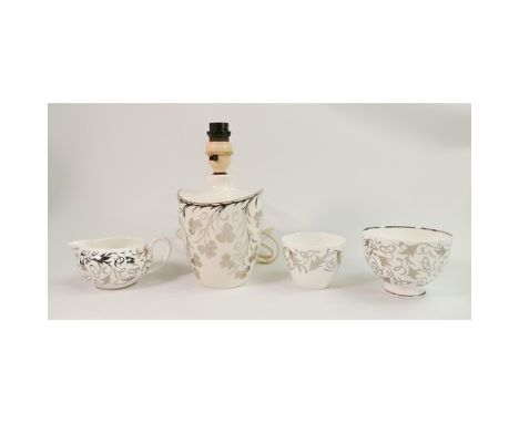 Millicent Taplin for Wedgwood: An interesting lot containing a lamp base signed on base in silver to Mildred from Milly &amp;