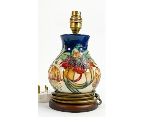 Moorcroft Anna Lily lamp base: Height 22cm with fittings 