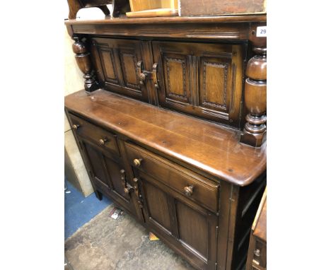 ERCOL 17TH CENTURY INSPIRED CLOSED CUPBOARD (HEIGHT= 124CM, DEPTH= 45CM, WIDTH= 120CM)