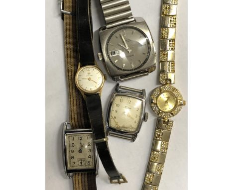 GENTS INVICTA DAY DATE AUTOMATIC WRIST WATCH, HAMILTON WRIST WATCH, SQUARE FACED WRIST WATCH ON FABRIC STRAP, LADIES HAMILTON