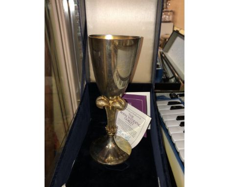 CASED THE ROYAL WEDDING GOBLET BY STUART DEVLIN 10.9OZ APPROX