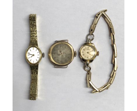 LADIES BENTIMA WRIST WATCH ON EXPANDING BRACELET, ROSE COLOURED METAL CIRCULAR CASED WRIST WATCH A/F AND A ROTARY BARK EFFECT