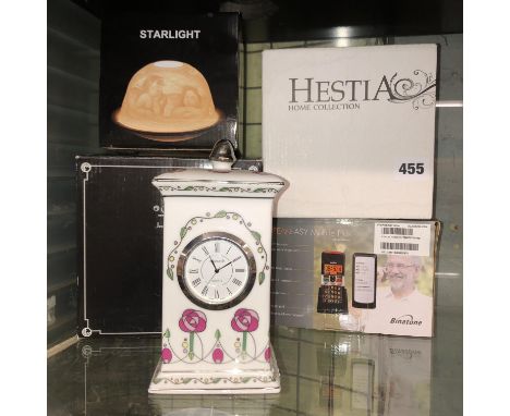 LEONARDO QUARTZ CLOCK, STARLIGHT, ART DECO JEWELLERY BOX, AND HESTIA HOME COLLECTION CLOCK