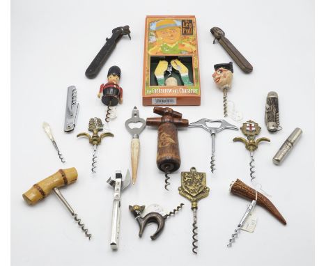 The Leg pull, A Corkscrew with Character, in a card box, together with a collection of decorative and novelty corkscrews, to 