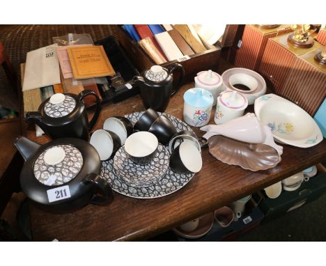 Collection of Poole Black Pebble Tea ware designed by Robert Jefferson and a collection of assorted Poole Pottery 