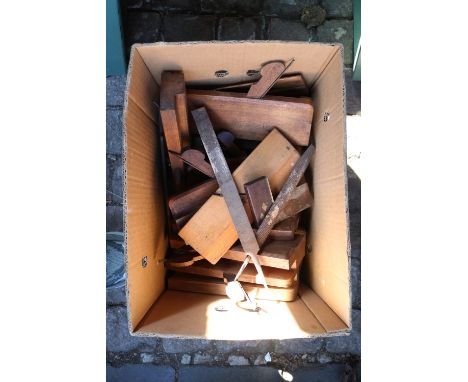 Box of assorted Vintage Wooden tools and Planes 