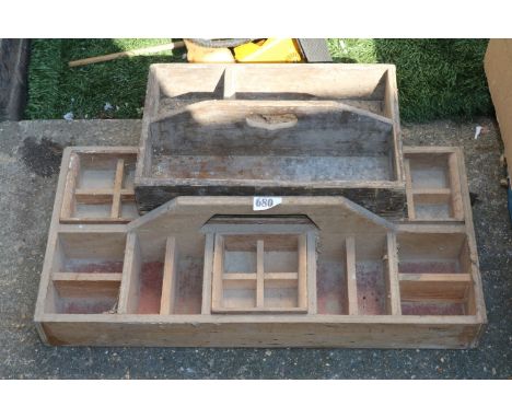 2 Wooden Tool Trugs 