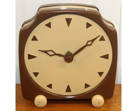 Rare Art Deco APL Made in England Electric Mantle Clock. Stylish and very unusual vintage clock in aluminium by Aircraft Pate