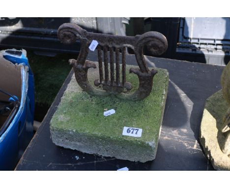 Victorian Cast Iron Harp design Boot scrape 