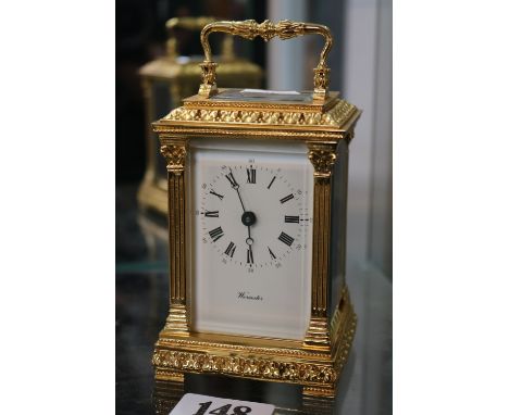Fema of London 17 Jewel Worcester Carriage clock with Roman numeral dial 