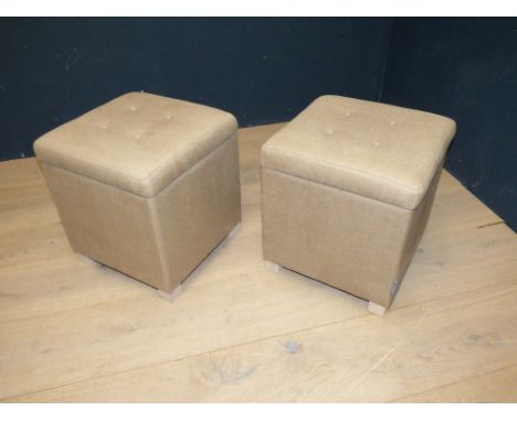 Pair of Neptune contemporary light grey upholstered stools