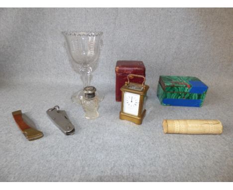 Miniature brass carriage clock & mixed collectables