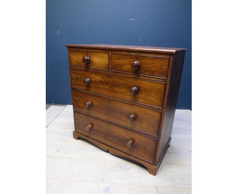 Victorian mahogany chest of, 2 short & 3 long, drawers on bracket feet 104H x 98Wcm