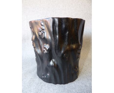 Chinese brush holder in form of a tree trunk 16cm H