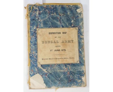 Disposition Map of the Bengal Army Dated 1st June 1878:, hand-tinted and linen-backed, some worm damage, c.137 x 101cm.



