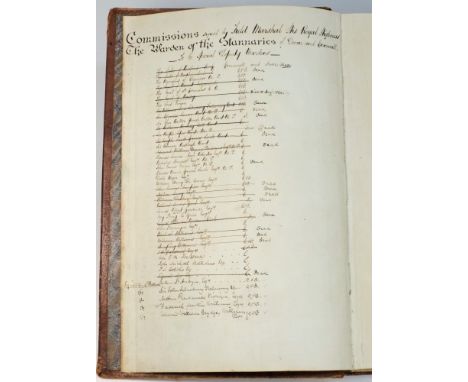 STANNARY MILITIA : manuscript folio ledger recording the minutes, etc. calf, begins 1852.