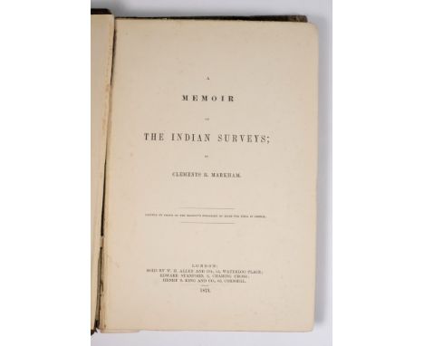 MARKHAM, Clements R. - A Memoir on The Indian Surveys,: 4 folding maps, qtr, mor., 4to., 1871; SWINHOE, R. - Pictures from Lo