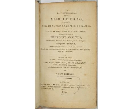 An Easy Introduction to the Game of Chess,: qtr. cf., 12mo., lacking frontis., 1813; MASSY, Arnaud - Golf,, Illustrated, clot