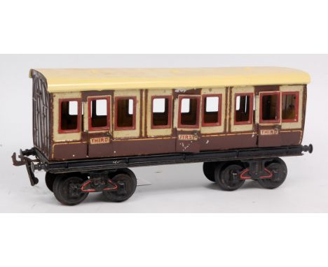 Bing GI LNWR Third/First/Third bogie coach with opening doors, all door handles present, roof repainted, some small chips (G)
