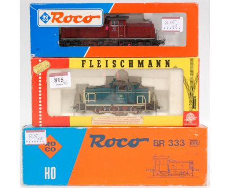 A Fleischmann DB BR260 0-6-0 Jackshaft drive diesel shunter (G,BG), a Roco DB BR 290 Bo-Bo diesel (G,BG), and a Roco DB BR333