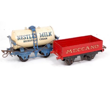 Hornby 1936-9 Nestles light blue milk tank wagon - chips, scratches and loss of lettering and couplings fitted upside down wi