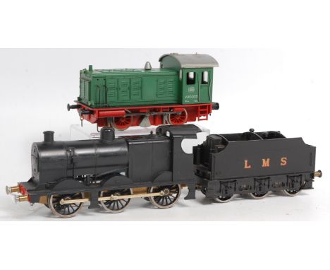 LIMA black LMS 0-6-0 loco fitted with modern 12v DC can-motor for 2 rail working with 6 wheel LMS tender, with a POLA MAXI gr