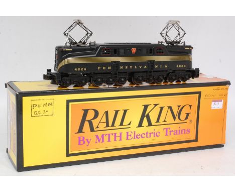 Rail King by MTH 0 gauge black with 5 gold stripes Pennsylvania 4-6-6-4 electric outline loco GG.1 with pantographs No. 4824 