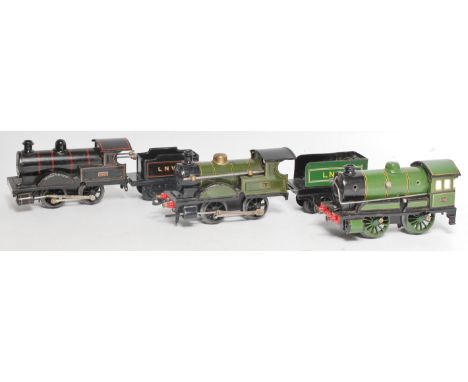 Bing black LNWR 0-4-0 c/w loco George the Fifth No. 2663, all rods replaced missing spring with 4 wheel LNWR tender, green 0-
